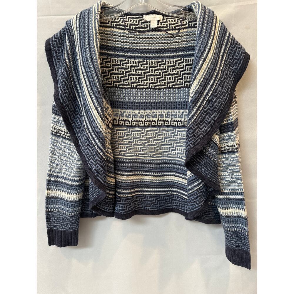 Charter Club Blue and White Open Cardigan Size P/L